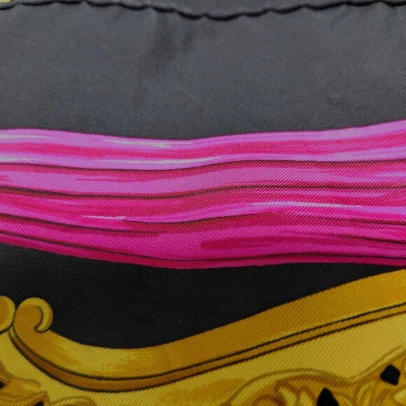 Auth HERMES Carre 90 - Black Gold Pink Silk Scarf - Picture 11 of 12